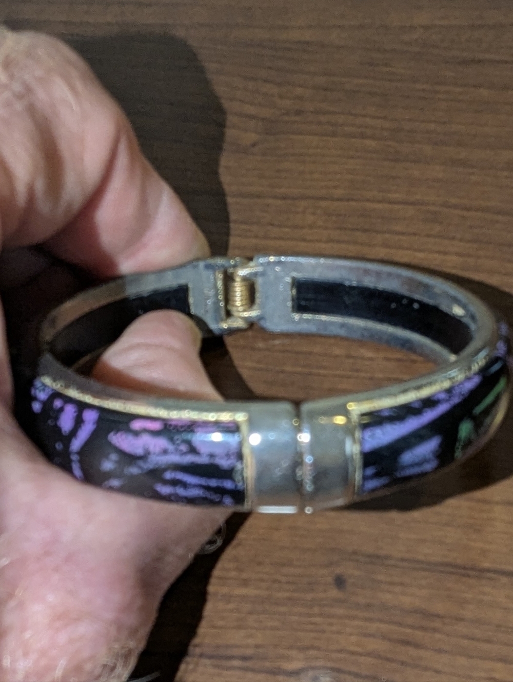 Women's Geometric Purple and Green Pattern Bangle